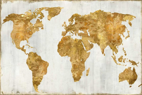 The World In Gold Black Ornate Wood Framed Art Print with Double Matting by Brennan, Russell