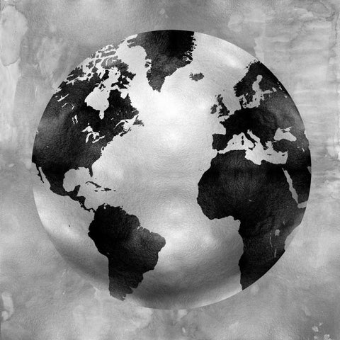 Silver Globe Gold Ornate Wood Framed Art Print with Double Matting by Brennan, Russell