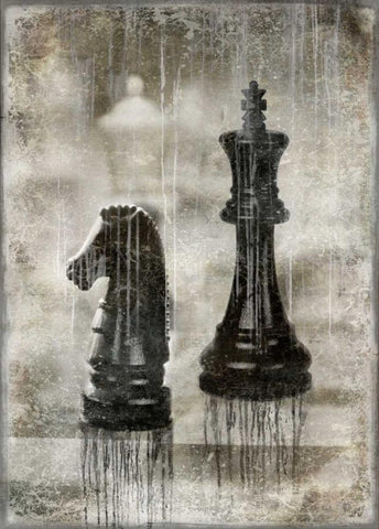 Checkmate II Black Ornate Wood Framed Art Print with Double Matting by Brennan, Russell