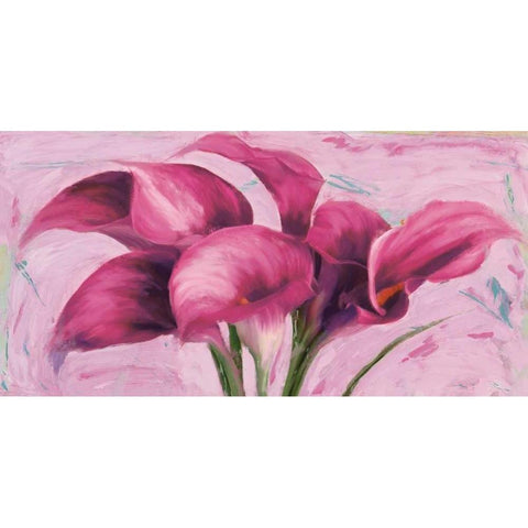 Purple Callas Black Modern Wood Framed Art Print with Double Matting by Sadler, Robin