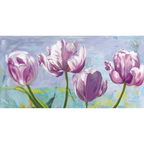 Lilac Tulips White Modern Wood Framed Art Print by Sadler, Robin