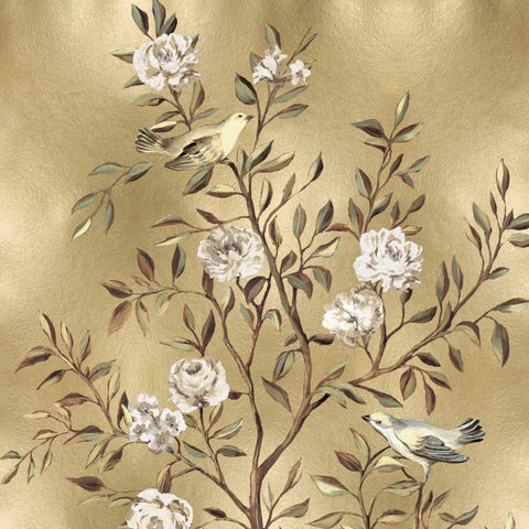 Chinoiserie in Gold I White Modern Wood Framed Art Print with Double Matting by Campbell, Renee