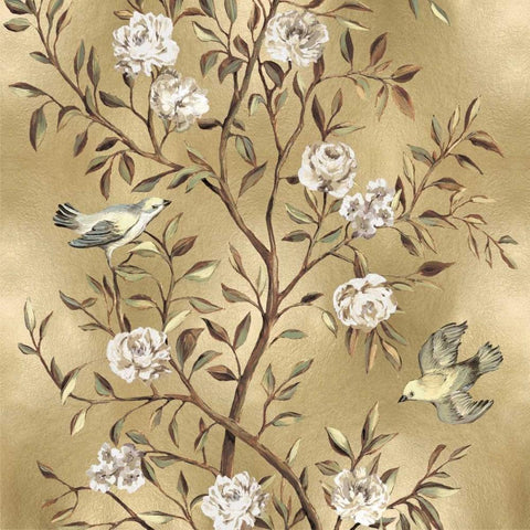 Chinoiserie in Gold II White Modern Wood Framed Art Print with Double Matting by Campbell, Renee