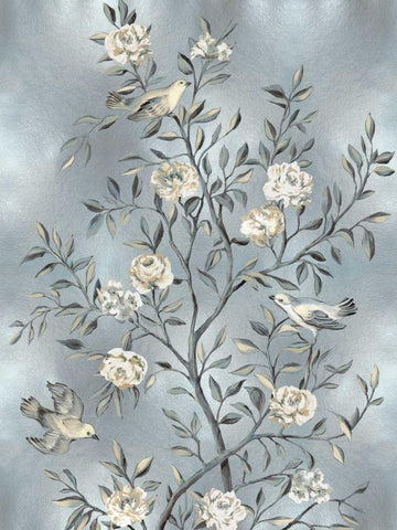 Chinoiserie in Silver III Black Ornate Wood Framed Art Print with Double Matting by Campbell, Renee