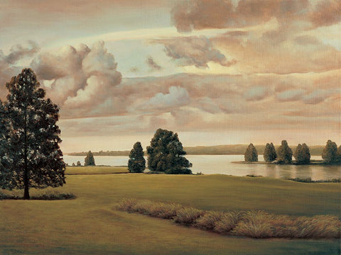 Lakeside I White Modern Wood Framed Art Print with Double Matting by Dunahay, Richard