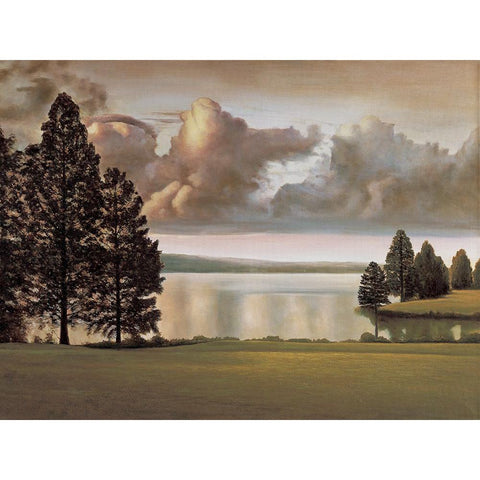 Lakeside II Gold Ornate Wood Framed Art Print with Double Matting by Dunahay, Richard