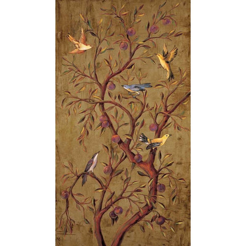 Plum Tree Panel I Gold Ornate Wood Framed Art Print with Double Matting by Jimenez, Rodolfo