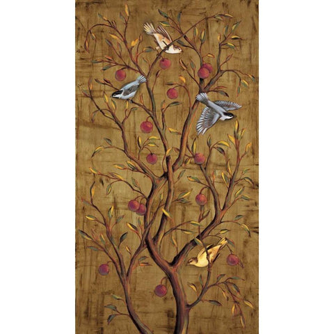 Plum Tree Panel III Gold Ornate Wood Framed Art Print with Double Matting by Jimenez, Rodolfo