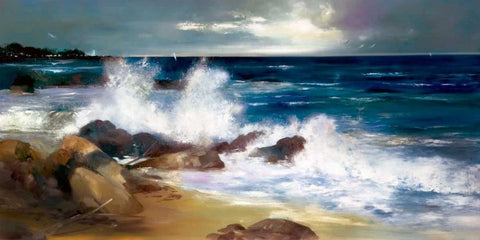 At the Shoreline Black Ornate Wood Framed Art Print with Double Matting by Di Scenza, Ron