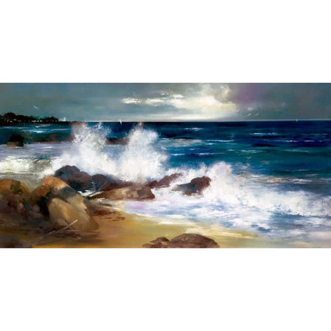 At the Shoreline Black Modern Wood Framed Art Print by Di Scenza, Ron