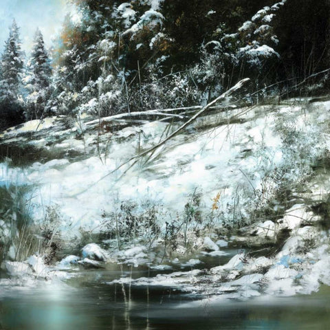 Winters Edge White Modern Wood Framed Art Print with Double Matting by Di Scenza, Ron