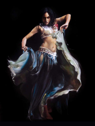 Belly Dance White Modern Wood Framed Art Print with Double Matting by Di Scenza, Ron