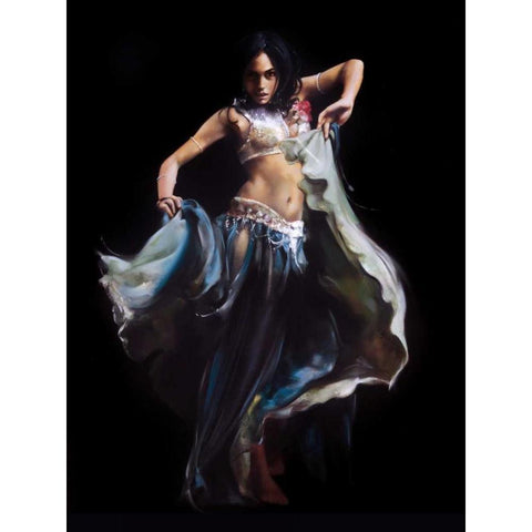 Belly Dance White Modern Wood Framed Art Print by Di Scenza, Ron