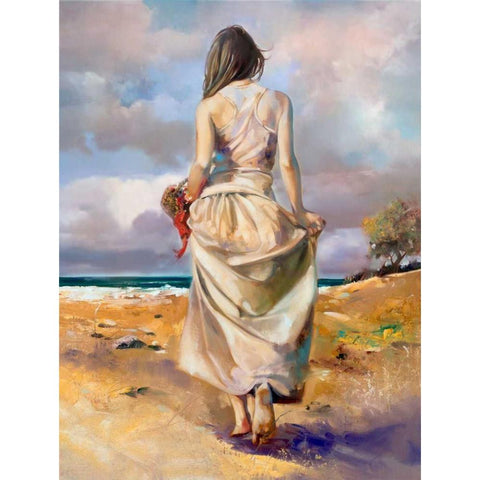 At The Beach Black Modern Wood Framed Art Print by Di Scenza, Ron