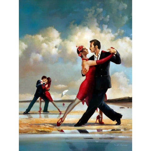 Tango On The Beach Black Modern Wood Framed Art Print with Double Matting by Di Scenza, Ron