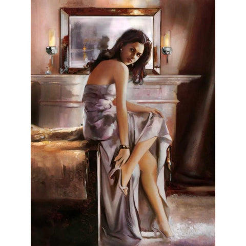 Stepping Out Gold Ornate Wood Framed Art Print with Double Matting by Di Scenza, Ron