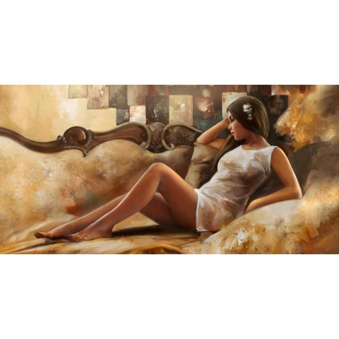 Relax Black Modern Wood Framed Art Print with Double Matting by Di Scenza, Ron