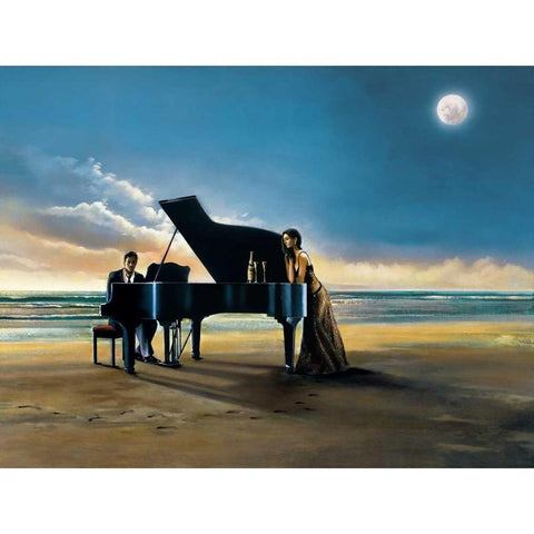 Moonlight Serenade White Modern Wood Framed Art Print by Di Scenza, Ron