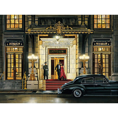 Uptown Night Black Modern Wood Framed Art Print by Di Scenza, Ron