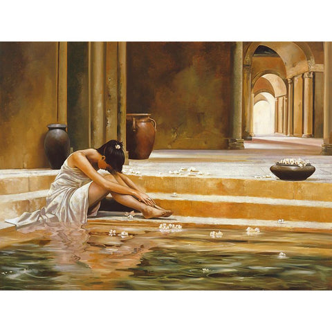 Healing Water Gold Ornate Wood Framed Art Print with Double Matting by Di Scenza, Ron