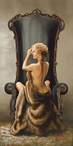 Seated Beauty Black Ornate Wood Framed Art Print with Double Matting by Di Scenza, Ron