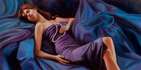 Coco Pearls White Modern Wood Framed Art Print with Double Matting by Di Scenza, Ron