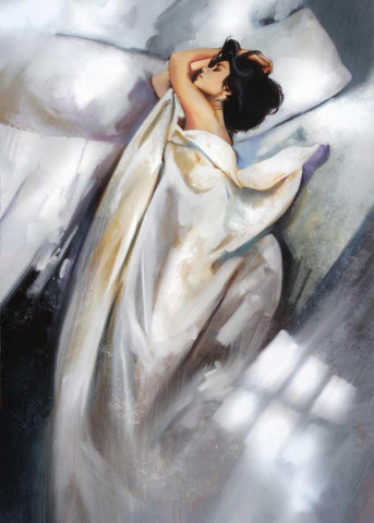 Morning Light White Modern Wood Framed Art Print with Double Matting by Di Scenza, Ron