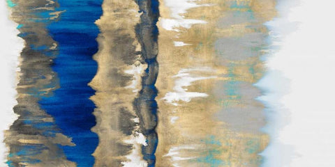 Resonate in Gold and Blue White Modern Wood Framed Art Print with Double Matting by Springer, Rachel