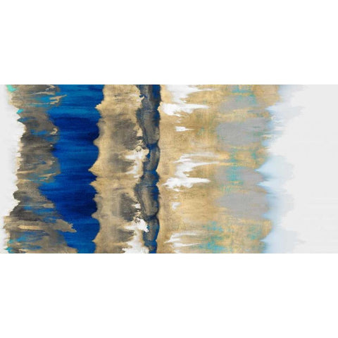 Resonate in Gold and Blue Black Modern Wood Framed Art Print with Double Matting by Springer, Rachel