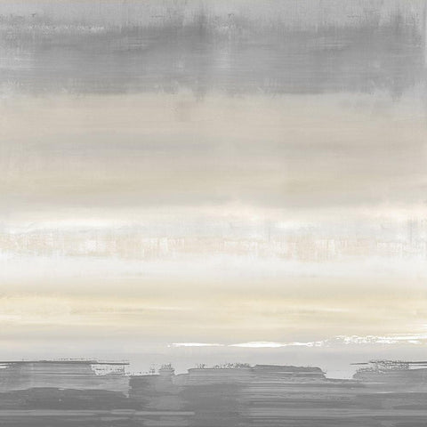 Cream Horizon Black Modern Wood Framed Art Print by Springer, Rachel