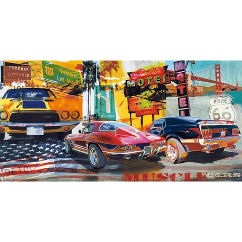 Muscle Cars Gold Ornate Wood Framed Art Print with Double Matting by Foster, Ray