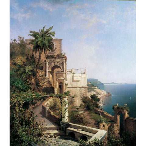 In the Garden-Amalfi Black Modern Wood Framed Art Print with Double Matting by Unterberger, Richard Franz