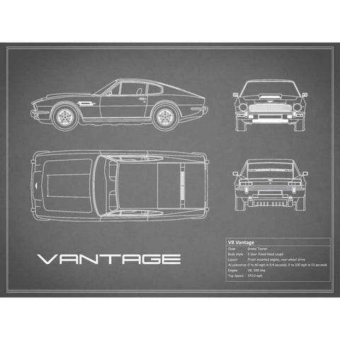 Aston V8 Vantage-Grey White Modern Wood Framed Art Print by Rogan, Mark