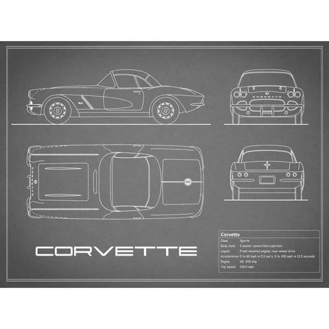 Corvette 33BHP-Grey Gold Ornate Wood Framed Art Print with Double Matting by Rogan, Mark