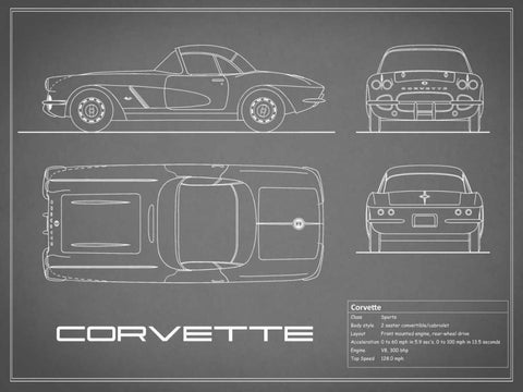 Corvette 33BHP-Grey Black Ornate Wood Framed Art Print with Double Matting by Rogan, Mark