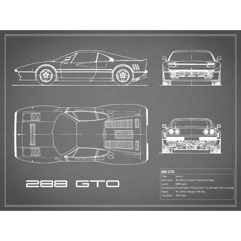 Ferrari 288-GTO-Grey Gold Ornate Wood Framed Art Print with Double Matting by Rogan, Mark