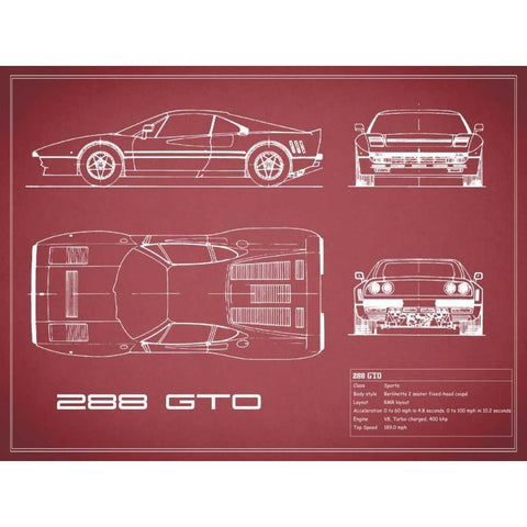 Ferrari 288-GTO-Maroon Black Modern Wood Framed Art Print with Double Matting by Rogan, Mark