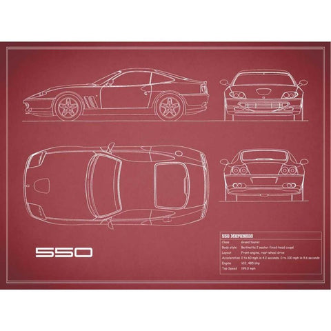 Ferrari 550-Maroon Black Modern Wood Framed Art Print by Rogan, Mark