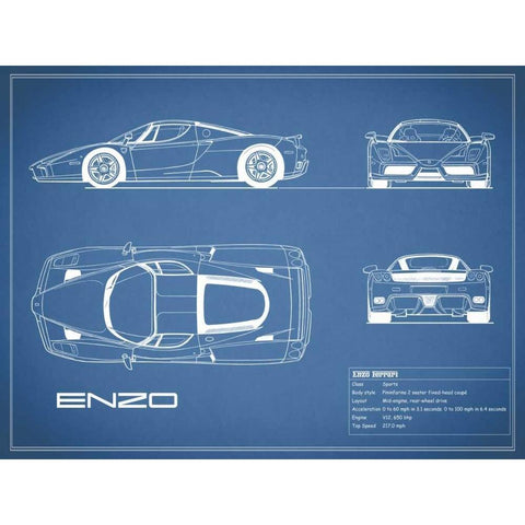 Ferrari Enzo-Blue Black Modern Wood Framed Art Print with Double Matting by Rogan, Mark