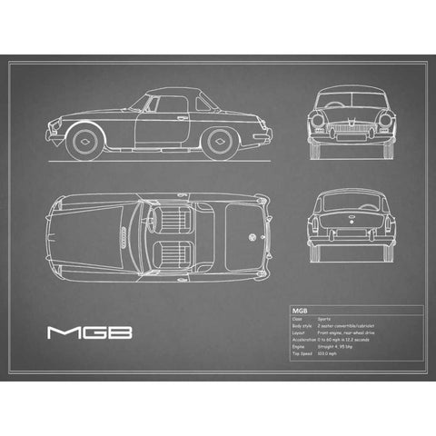 MGB-Grey White Modern Wood Framed Art Print by Rogan, Mark