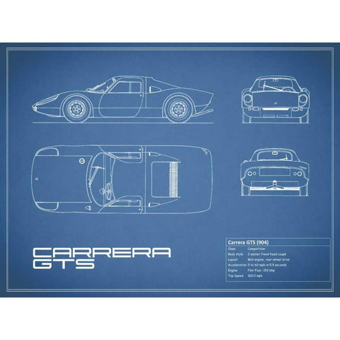 Porsche Carrera GTS-Blue Gold Ornate Wood Framed Art Print with Double Matting by Rogan, Mark