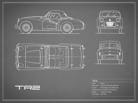 Triumph TR2-Grey Black Ornate Wood Framed Art Print with Double Matting by Rogan, Mark