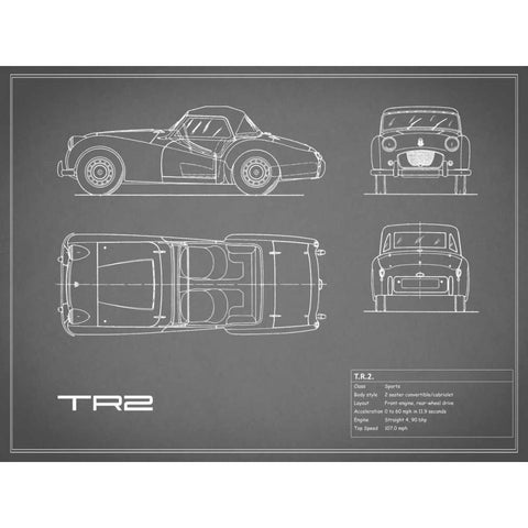 Triumph TR2-Grey Gold Ornate Wood Framed Art Print with Double Matting by Rogan, Mark