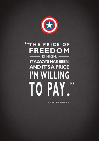 Capt America Quote Black Ornate Wood Framed Art Print with Double Matting by Rogan, Mark