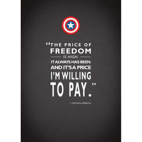 Capt America Quote Black Modern Wood Framed Art Print by Rogan, Mark