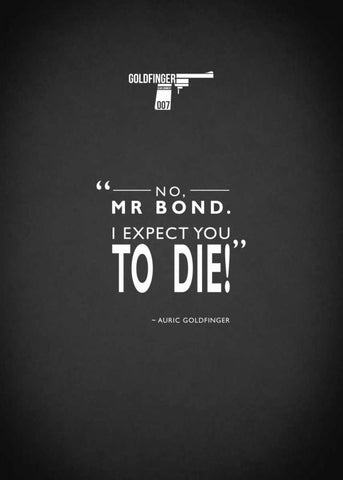 JB Goldfinger Expect To Die White Modern Wood Framed Art Print with Double Matting by Rogan, Mark