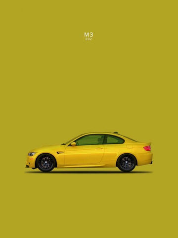BMW M3 E92 Yellow White Modern Wood Framed Art Print with Double Matting by Rogan, Mark