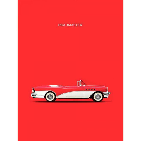 Buick Roadmaster 55 Red Black Modern Wood Framed Art Print with Double Matting by Rogan, Mark