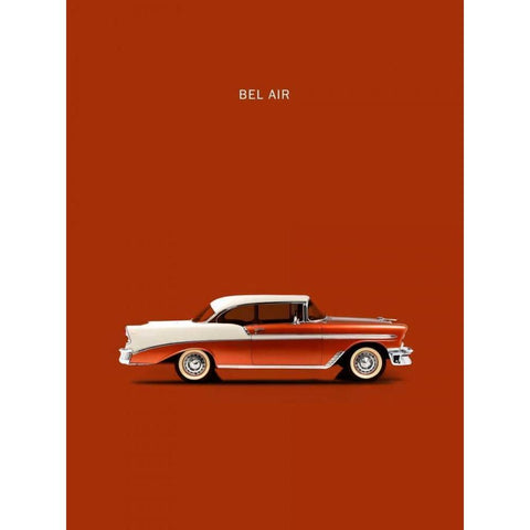 Chev Belair 56 Black Modern Wood Framed Art Print with Double Matting by Rogan, Mark