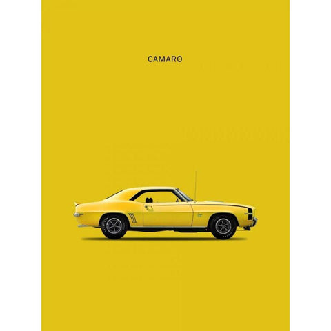 Chev Camaro 1969 Black Modern Wood Framed Art Print with Double Matting by Rogan, Mark